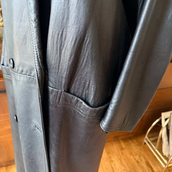 Vintage Maxima Black Leather Duster Coat - Picture 4 of 6